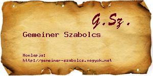 Gemeiner Szabolcs névjegykártya